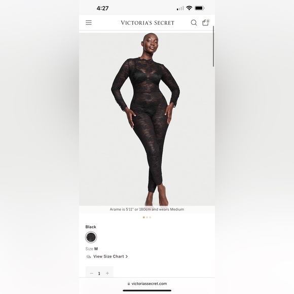 Victoria’s Secret stretch lace long sleeve open back jumpsuit bodysuit catsuit - Picture 2 of 14